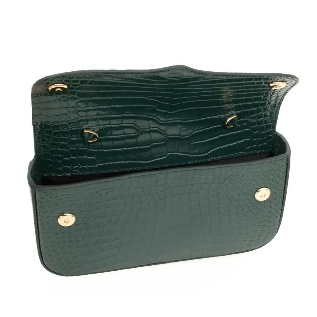 Small Croco Leather Clutch Bag
